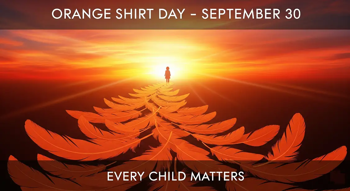 An orange shirt with the words 'Every Child Matters' displayed for Orange Shirt Day