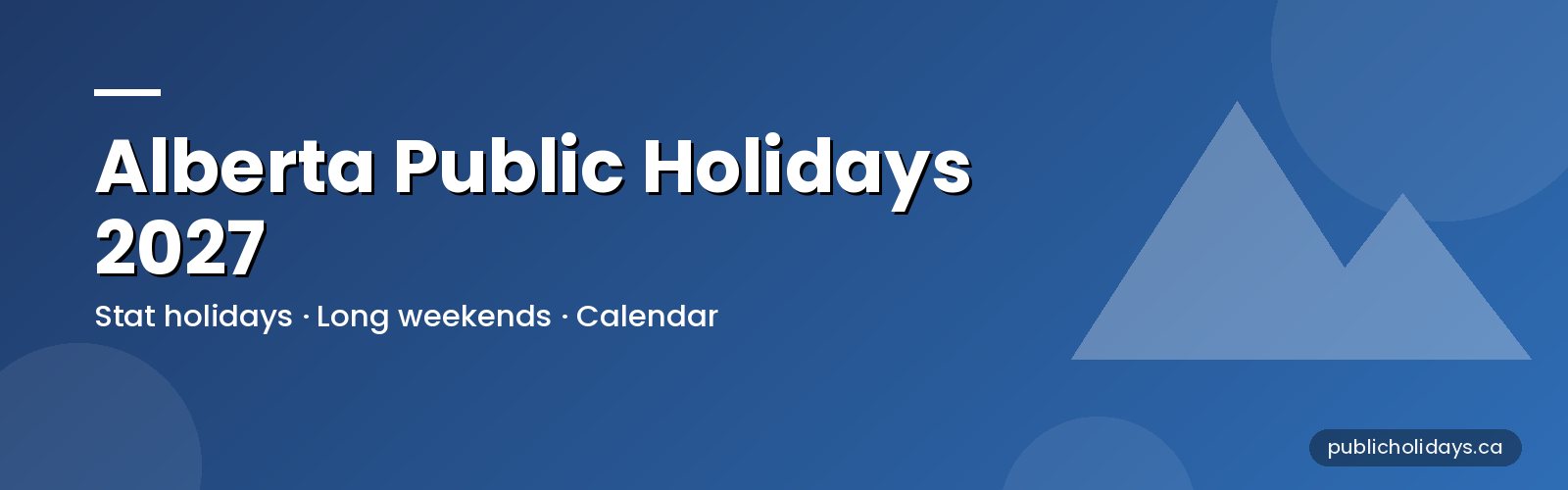 Alberta Public Holidays 2027 banner